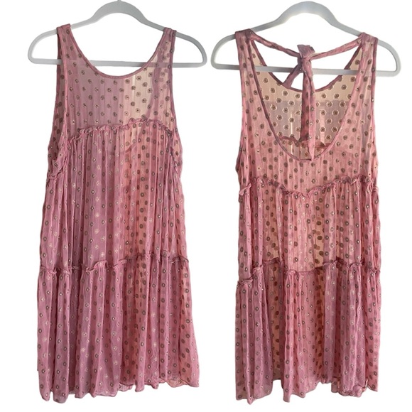 Free People Rose Metallic Mini Dress Size Medium - Picture 1 of 7